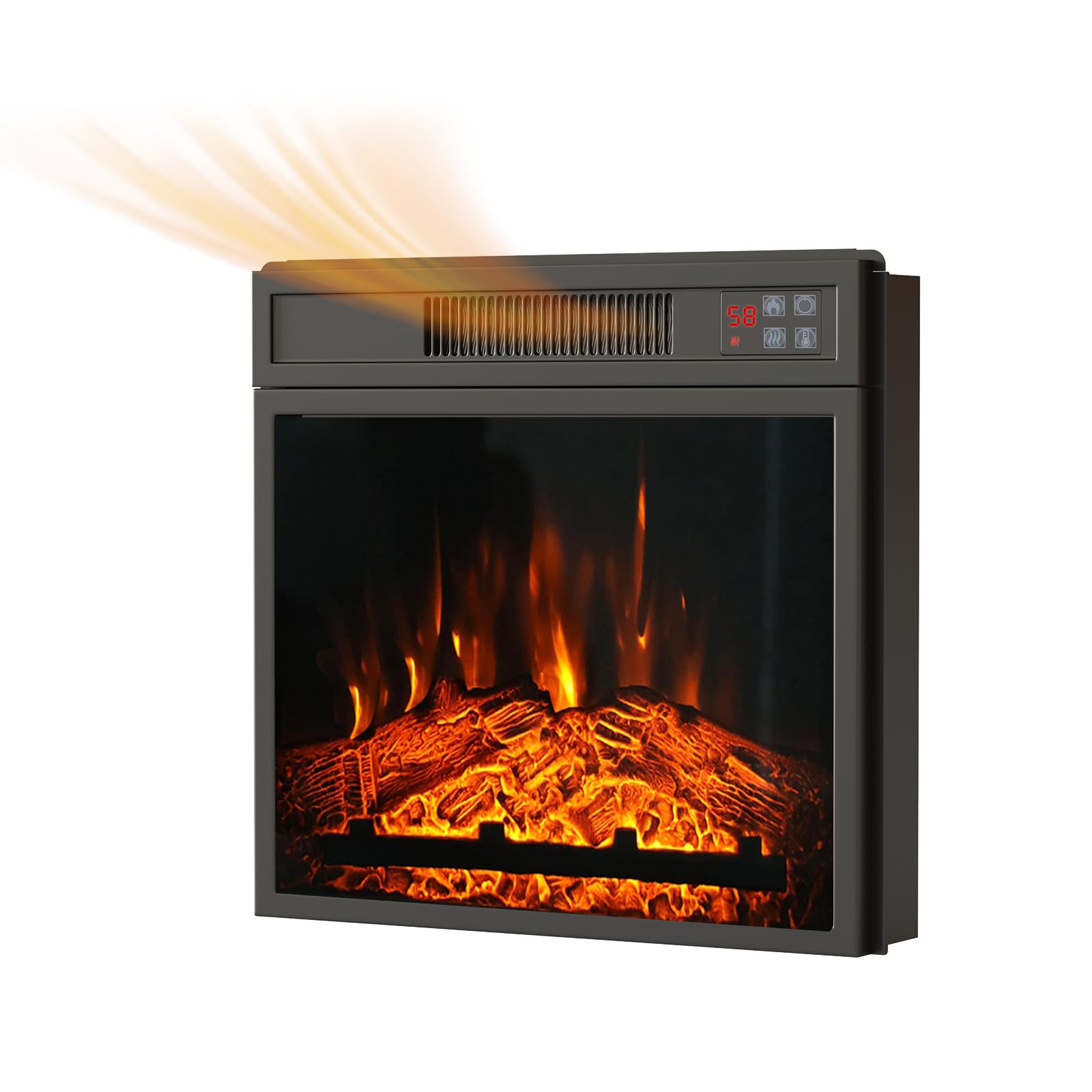 18'' Electric Fireplace Insert, Recessed Fireplace Heater With Low Noise, Remote Control With Timer, Touch Screen, Adjustable Fl